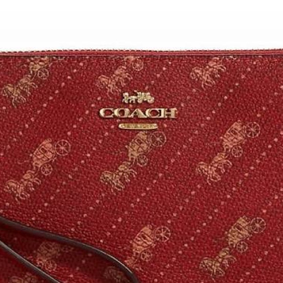 Coach Corner Zip Wristlet With Horse And Carriage Dot Print - Picture 3 of 6
